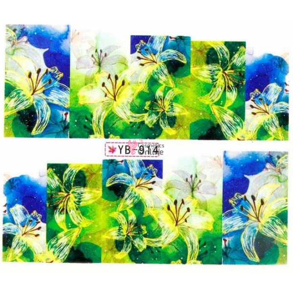 Stickere Mollylac cu apa pentru unghii Cod YB-914 - 53081 Flori colorate